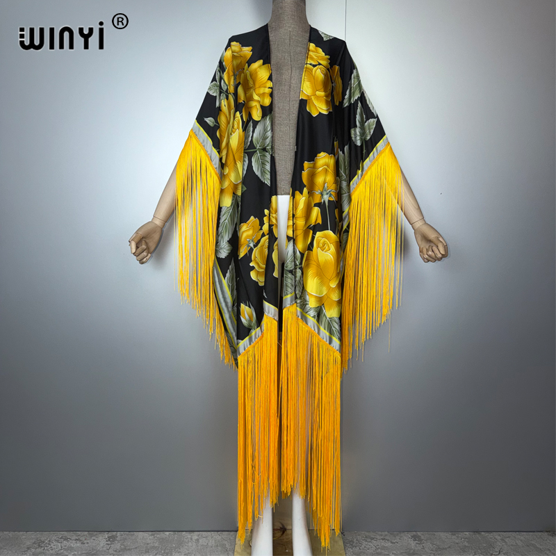 Cover Up Kaftan - WINYI Afrika kimono örtüleri Bohem baskı