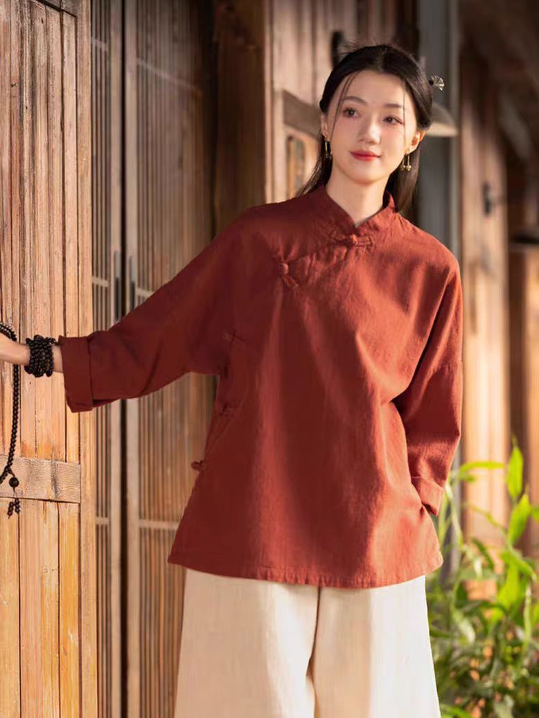Linen Pant Wide - Yeni Çin Tarzı Bol Uzun Kollu