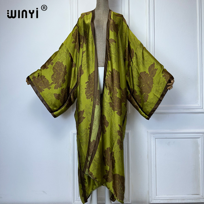 Cover Up Kaftan - WINYI Afrika boho baskı Kimono uzun