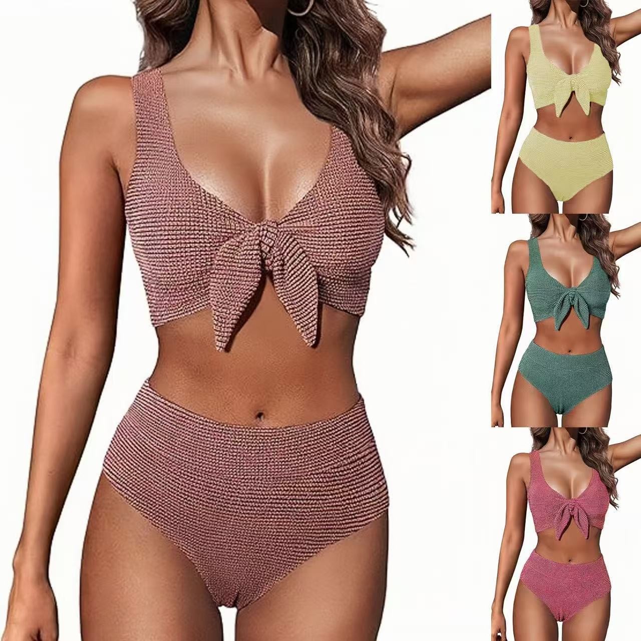 Swimsuit Bikini Ruched - Kadınlar İçin Mayo Bikini V Yaka