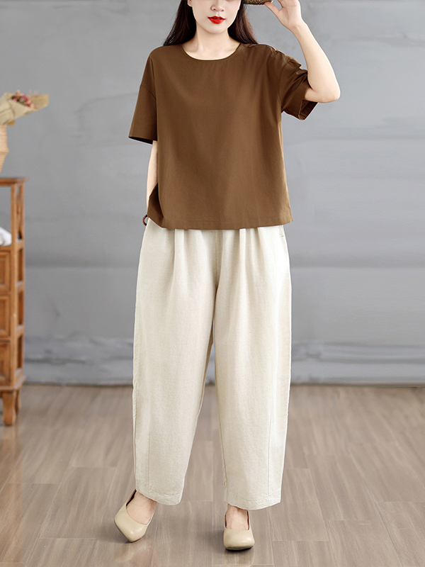 Linen Pant Wide - Yazlık Etnik Tarz Kadın Bol Paça