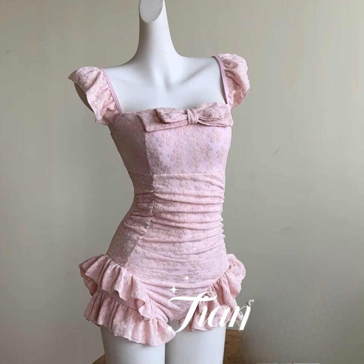 Mayo Kadın Pembe Jakarlı Kumaş - Swimsuit Bikini Ruched incelemesi ve fiyatı