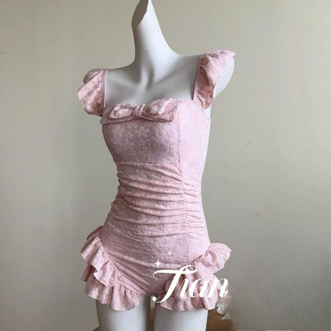 Mayo Kadın Pembe Jakarlı Kumaş - Swimsuit Bikini Ruched incelemesi ve fiyatı