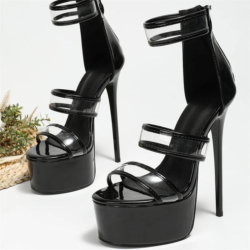 Kadın Siyah Patentli Şeffaf As - Sandal Strappy Heeled incelemesi ve fiyatı